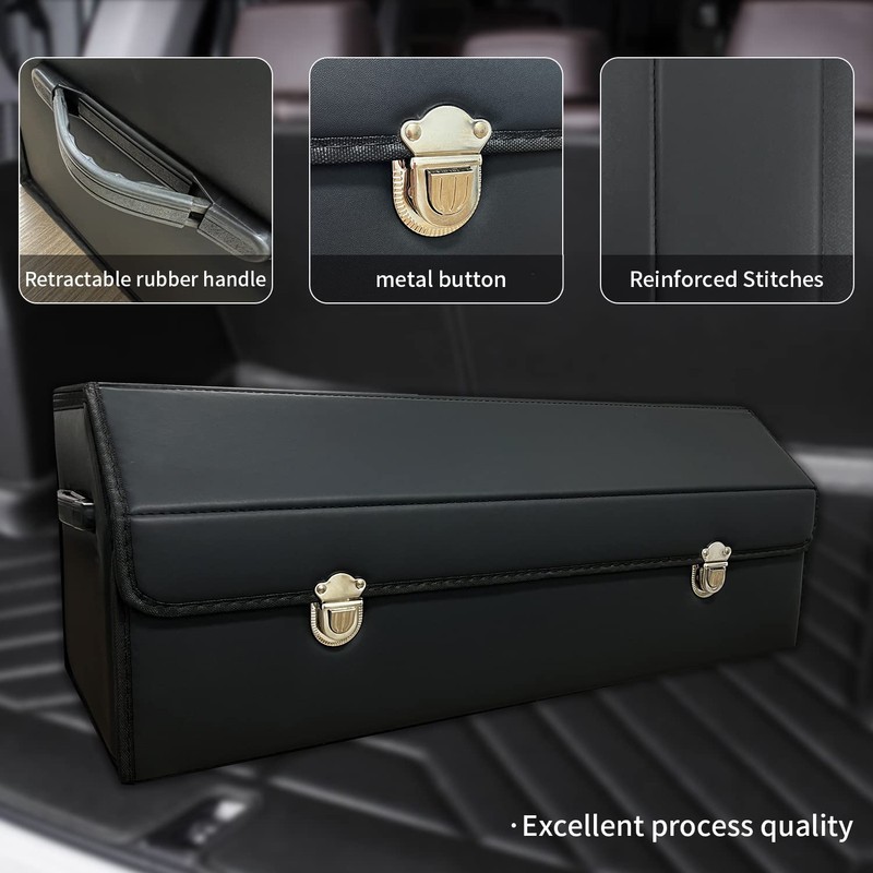 Wuatow Trunk Organizer for Car With Lid,Foldable Trunk Organizer for