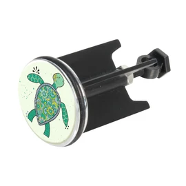 WENKO Pluggy® Turtle Rollin'Art, Height-Adjustable Sink Plug for All Standard Sinks, Made of Brass and Plastic, Diameter 3.9 x 6.5 cm, Turtle Motif