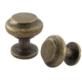 Adyoney 2 Pcs P02 Vintage Brass Single Hole Cabinet Knobs - Antique Drawer Kitchen Handles & Knobs for Kitchen, Bedroom, Bathroom, Coffee Room(Bronze Yellow)