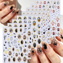 Halloween Nail Art Stickers Decals - 5D Embossed Pumpkin Spider Sticker
