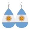 Argentina Flag Teardrop Earrings For Women Argentine Lightweight Leather Dangle