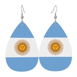 Argentina Flag Teardrop Earrings For Women Argentine Lightweight Leather Dangle Earrings Patriotic Jewelry Gifts