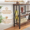HOMBAZAAR Console Sofa Table, Rustic Entryway Table with Metal Frame