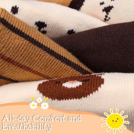 FWUNYVN 5 Pairs Toddler Non Slip Socks, Cotton Baby Socks with Grippers, Cute Socks for Boy Girl Infant Kids