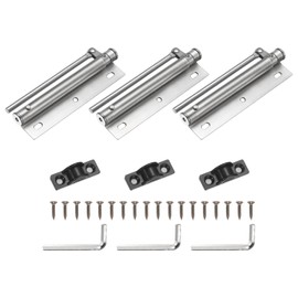 sourcing map 3 Pcs 155mm/6.1" Spring Door Closer, Stainless Steel Automatic Door Closers with Adjustable Closing Speed for Home Self-Closing 5kg Door, Silver Tone