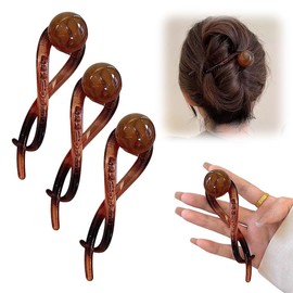 Walquicks Nuevo Pinzas para El Pelo, 3 Piezas de Perlas Clip, Hair Clips, Clip de Plátano, Elegantes Pinzas para el Pelo de Moda, Accesorios para el Cabello de Moda para Mujeres y Niñas (Marrón)