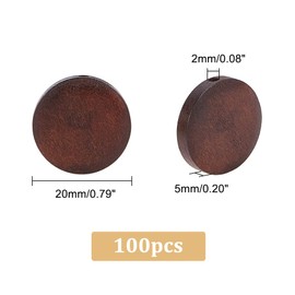 PH PandaHall 100pcs Flat Round Wooden Beads, 20x5mm Natural Pear Wood Beads Wooden Coin Beads Dyed Circle Disc Loose Beads for Garland Macrame Earring Bracelet Jewelry Making, Saddle Brown