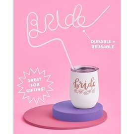 Bachelorette Party XL White Bride Straw | Bridal Shower Party Decorations | Bride to Be Gift 1 Pcs