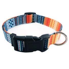 Love Dream Heavy Duty Dog Collar with Quick Release Buckle Adjustable Dog Collars with Floral Geometric Patterns for Small Medium Large Dogs (Large(15.8"-23.6"), Bohemian Orange)
