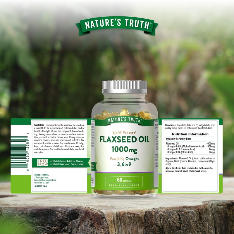 Nature's Truth Flaxseed Oil 1000mg - 60 Softgels - Cold