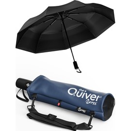 Windproof Travel Umbrella - Compact & Withstands Winds up to 85MPH, Strongest Premium Auto Folding Umbrella for Rain and Sun - Durable, Light & Portable for Women & Men, Fits Backpack & Cars