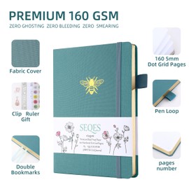 SeQeS Dotted Journal - A5 Dot Grid Notebook with pages number,160gsm Bleedproof Paper,Silver Edge,Bullet Journals, and journaling…