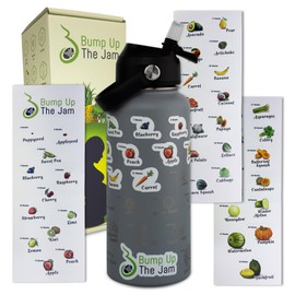 Pregnancy Water Bottle Tracker - 32 Ounce Stainless Steel - Includes Weekly Pregnancy Tracker Stickers (Slate Shadow Color)