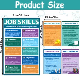 11Pcs Job Skills Posters Educational Bulletin Board Set for Classroom Decorations Essential Qualities Employers Seek Posters for College High school Library Home Reading Corner Wall Decors Supplies