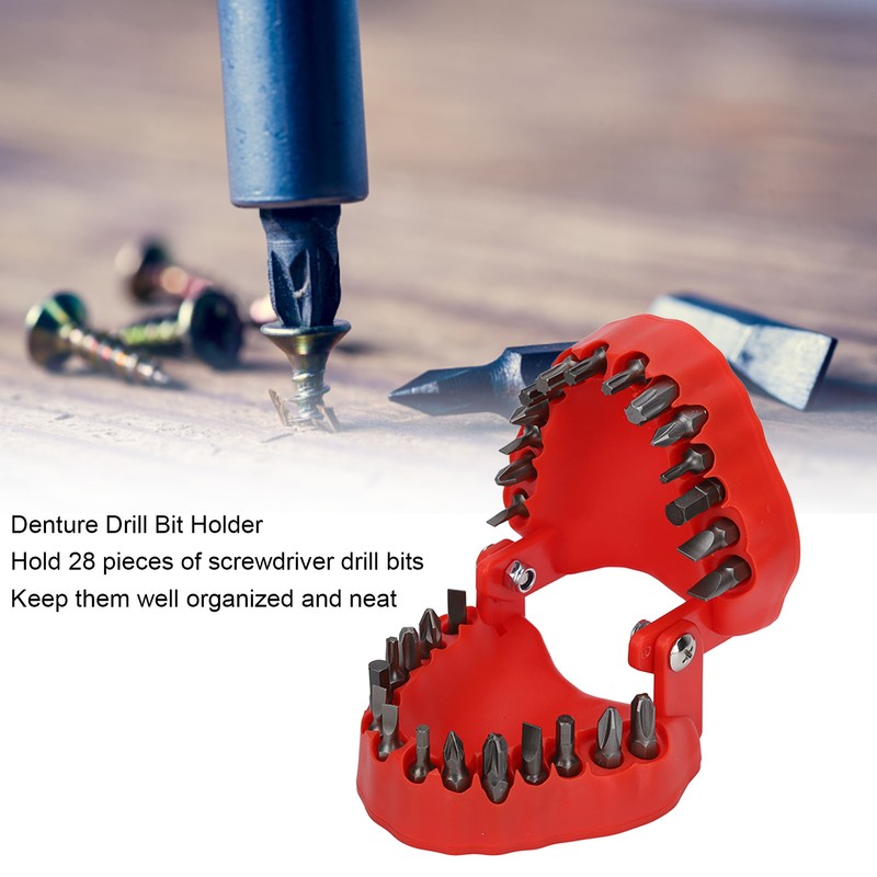 Denture Drill Bit Holder Teeth Model Shaped Full Opening Screwdriver