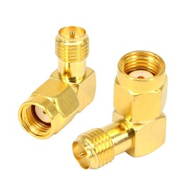 BOOBRIE RPSMA Connector (Reverse Polarity SMA) L-Shaped RF Coaxial Converter RPSMA-P⇔RPSMA-J Right Angle Connection Connector for WiFi and Wireless LAN Antennas, Radio Video Mobile Compatible, 2 Pieces