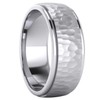 Heavy Solid Sterling Silver 8mm Hammered Unisex Wedding Band Comfort