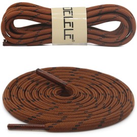DELELE 2 Pair Thick Round Climbing Shoelaces Red Brown Black Dots Hiking Shoe Laces Boot Laces 45 inch