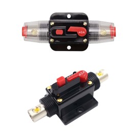 Inline Car Circuit Breaker, Automatic Fuse Holder, Inline Car Circuit Breaker, Fuse Car Manual Reset Switch, with Manual Reset Function, for Car Audio System Protection (40A)