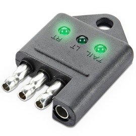 4 Pin Trailer Plug Tester, 4 Way Flat Trailer Circuit Tester with LED Indicators, 4-Pin Straight Trailer Light Wiring Tester, Trailer Tester Connector for Turn Signal Tail Lights Trouble Shooter
