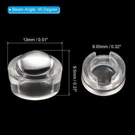 PATIKIL 13 mm LED Convex Lens, Pack of 20, 45° Beam Angle, Acrylic LED Optical Convex Condenser Lens for 1 W 3 W LED Lamp Beads, Infrared Camera, Transparent