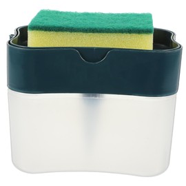 STOBAZA 1set Dish Soap Pump Dispenser Sponge Holder Kitchen Organizer Transparent Base for Easy Liquid Monitoring One-Handed Safe Material for Tidy Home Kitchen Use