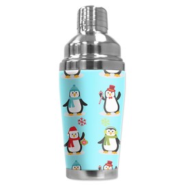 Mugzie 20 Ounce Stainless Steel Cocktail Shaker with Insulated Wetsuit Cover - Penguins