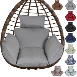 TeqHome Egg Chair Cushion Replacement, Hanging Basket Seat Cushion, Porch Swings Chair Cushions, Washable Hanging Basket Chair Cushion for Outdoor Patio Garden (Gray)