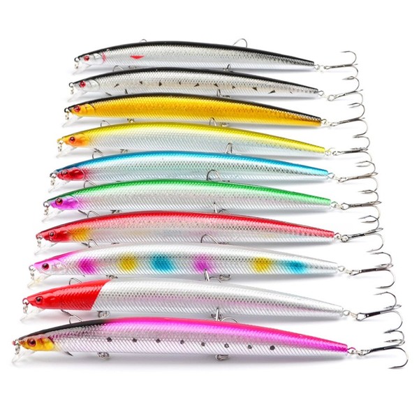 CHSEEO 10 Piece Wobbler Artificial Bait Set Fishing Bait Trout
