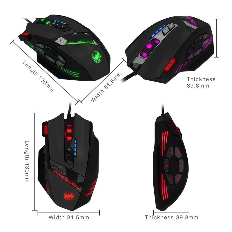 zelotes Gaming Maus,12 programmierbare Tasten RGB Gaming Maus,4000DPI Ergonomische Maus