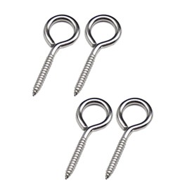 FUGLUS 4pcs 5 Inch Eye Bolts, Heavy Duty, 4 Pieces Stainless Steel Eye Hooks, Hook Thread, Eye Bolt, Rustproof Eye Bolts, Hammock Hooks for Tensioning, Lifting and Securing Cables