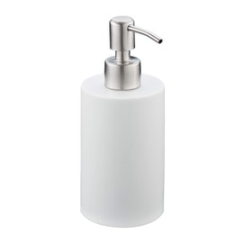 Relaxdays Soap Dispenser 180ml Refillable Bathroom Toilet Kitchen Liquid Soap Dispenser Polyresin Stainless Steel Pump White