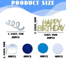 CUVZORA 200 Stück Happy Birthday Konfetti Gold & Blau – Geburtstags Tischdeko mit Luftschlangen, Streudeko für Party (Deko für Frauen & Männer)