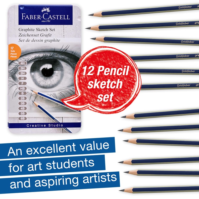 Faber-Castell Graphite Pencils Drawing Set: 12 Art Pencils for Sketching