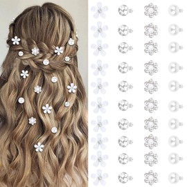 Ruzister 40 Pieces Small Flower Hair Clips Cute Metal Rhinestone Hair Pins for Women Hair Clips for Brides and Girls Hair Accessories for Wedding