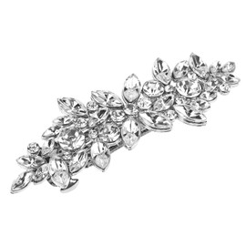 Vintage Hair Barrettes,Sparkly Glitter Crystal Rhinestones Flower Hair Clips French Style Hairpin Pearl Hair Accessories for Women Girls (White)