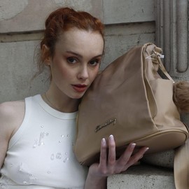 OLIVIA WONG Waterproof Theft Backpack for Women (13L), Convertible Backpack with Pompom and Removable Decorative Handle, khaki