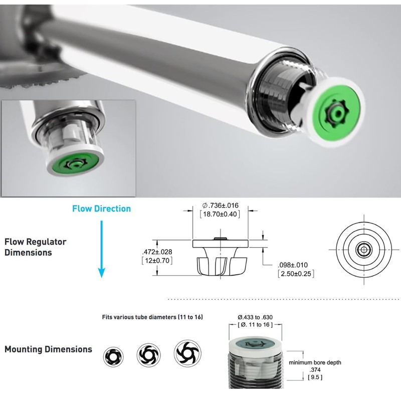 PCW-02 Turbine Flow Regulator Silicone 1.0 to 2.5 gpm for