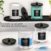 masadi 4 Pack Glass Qtip Holder Set with Tray- Bathroom