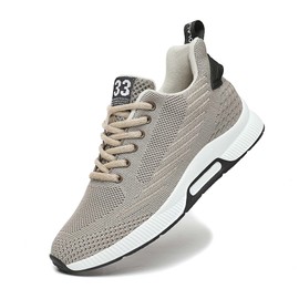 CERYTHRINA Men Elevator Sneakers Sports Shoes Invisible Height Increasing Elevator Shoes Hidden Heel Trainers 2.36 Inches Taller Lace up Fashion Sneakers Beige 45