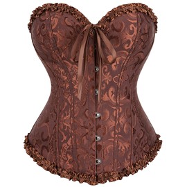 Alivila.Y Fashion Womens Lace Up Corset Top Bustier Corsets for Women 810-Coffee Lace-3XL