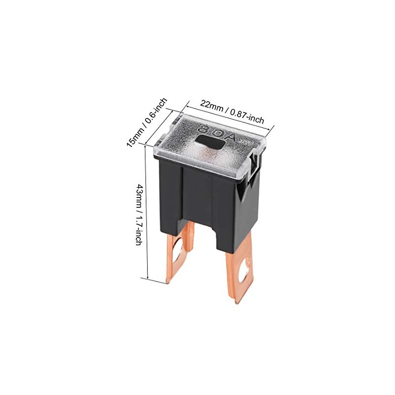 uxcell Tridge Fuse 32V 80A Male Terminal Blade J Case