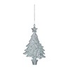Eight 15cm Silver Glittery Tree Themed Christmas Tree Decoration