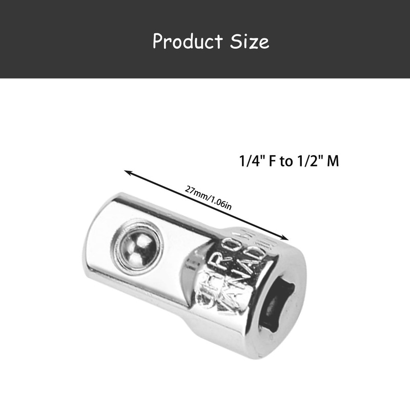 Rumyve1/4 inch (F) to 1/2 inch (M) Socket Adapters,Premium Chromium-Vanadium