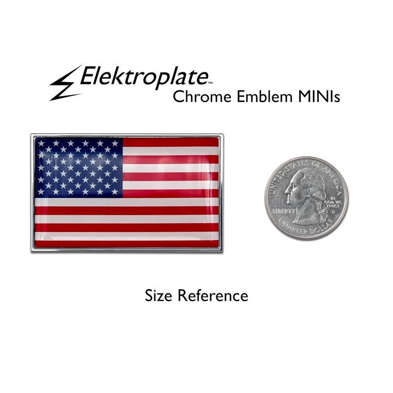 Elektroplate 2 Mini American Flag OEM Chrome Emblems for Motorcycles,