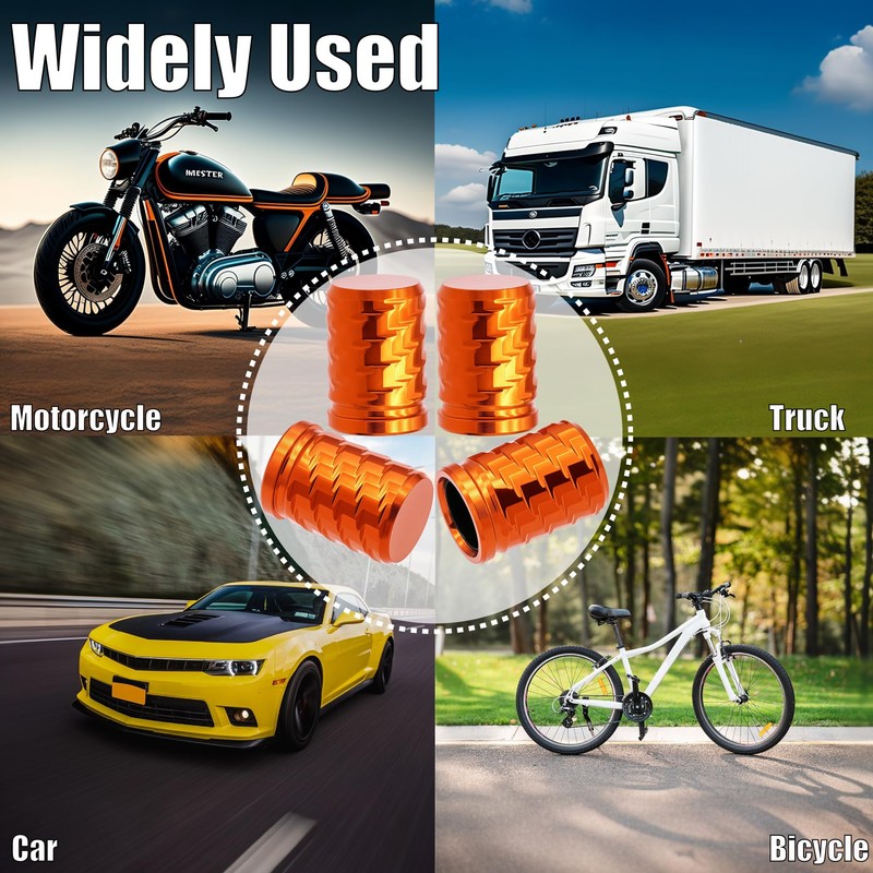 4-Pack Tire Valve Stem Caps - Metal Air Caps with