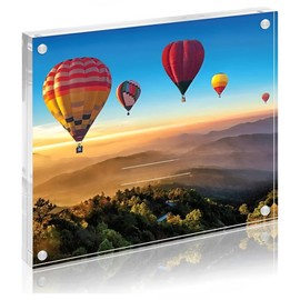 SHAZNY 8x10 Acrylic Picture Frame, 20mm Thicker Block Acrylic Frame, Freestanding Clear Picture Frame, Double Sided Magnetic Acrylic Frameless Transparent Gift, Acrylic Photo Frame Desktop Display