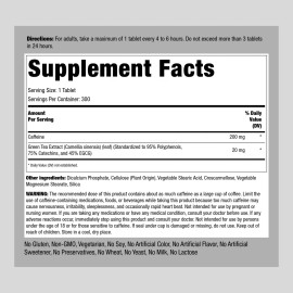 Piping Rock Caffeine Plus Green Tea | 220mg | 300 Tablets | Non-GMO | By Piping Rock