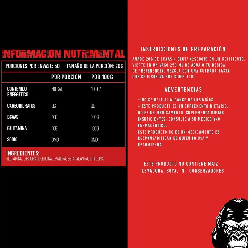 Bcaas Glutamina Strong Protein 1kg Varios Sabores