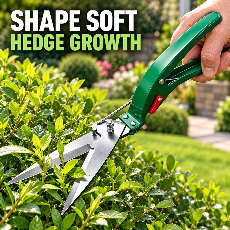 Stainless Steel Spring-Loaded Grass Shears, Long-Length Bypass Lawn Cutter for